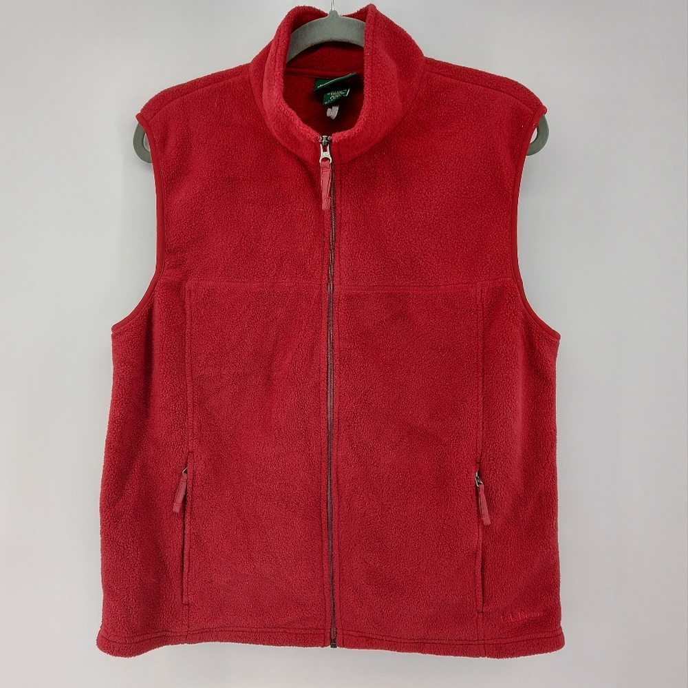 L.L. Bean Mens Fleece Vest Red Size Medium